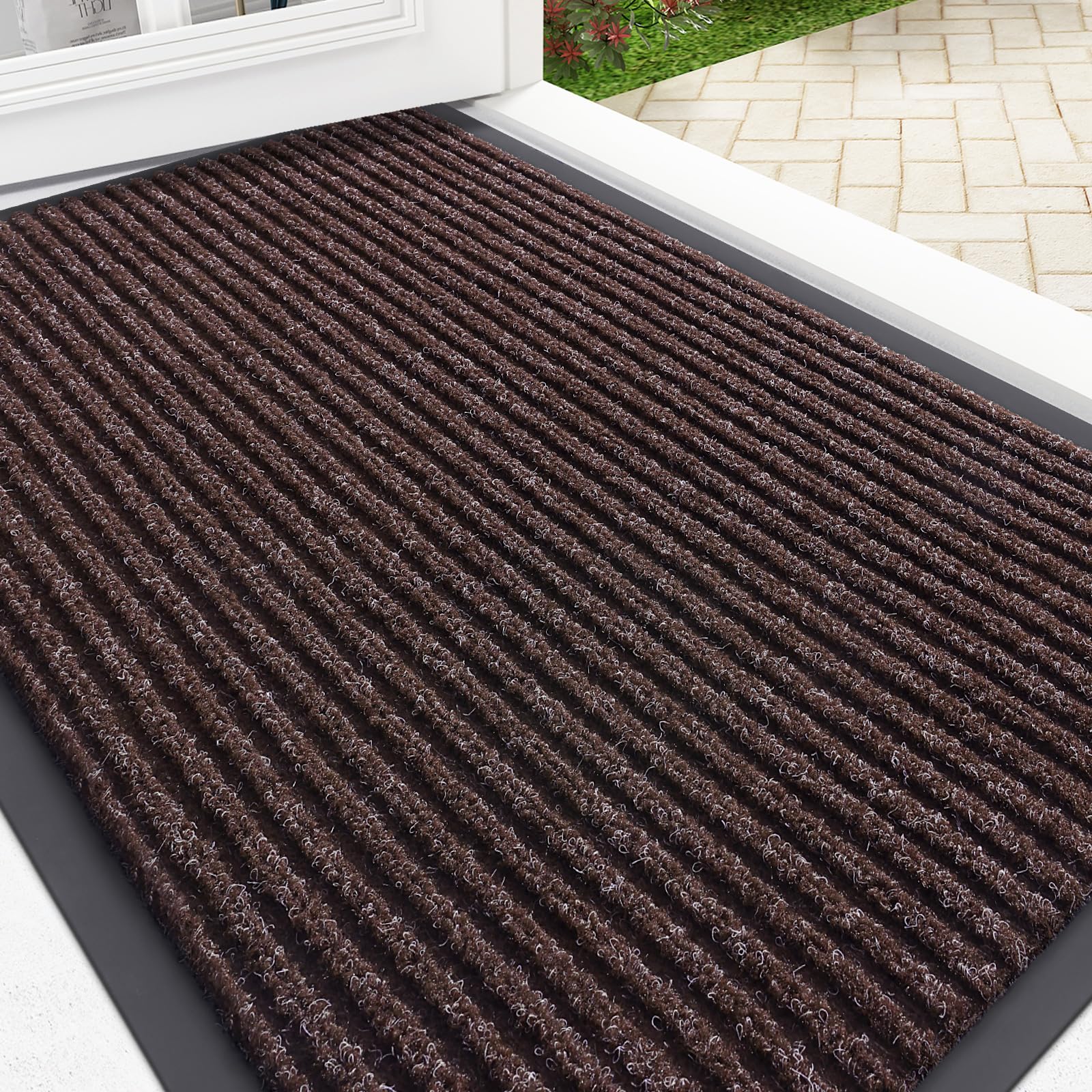 OLANLY Front Door Mat Indoor Outdoor Entrance, Waterproof Heavy Duty Doormat, Fade Resistant, Low Profile, Easy Clean Patio Porch Welcome Floor Mats for Entry, 29.5x17, Beige — view 33
