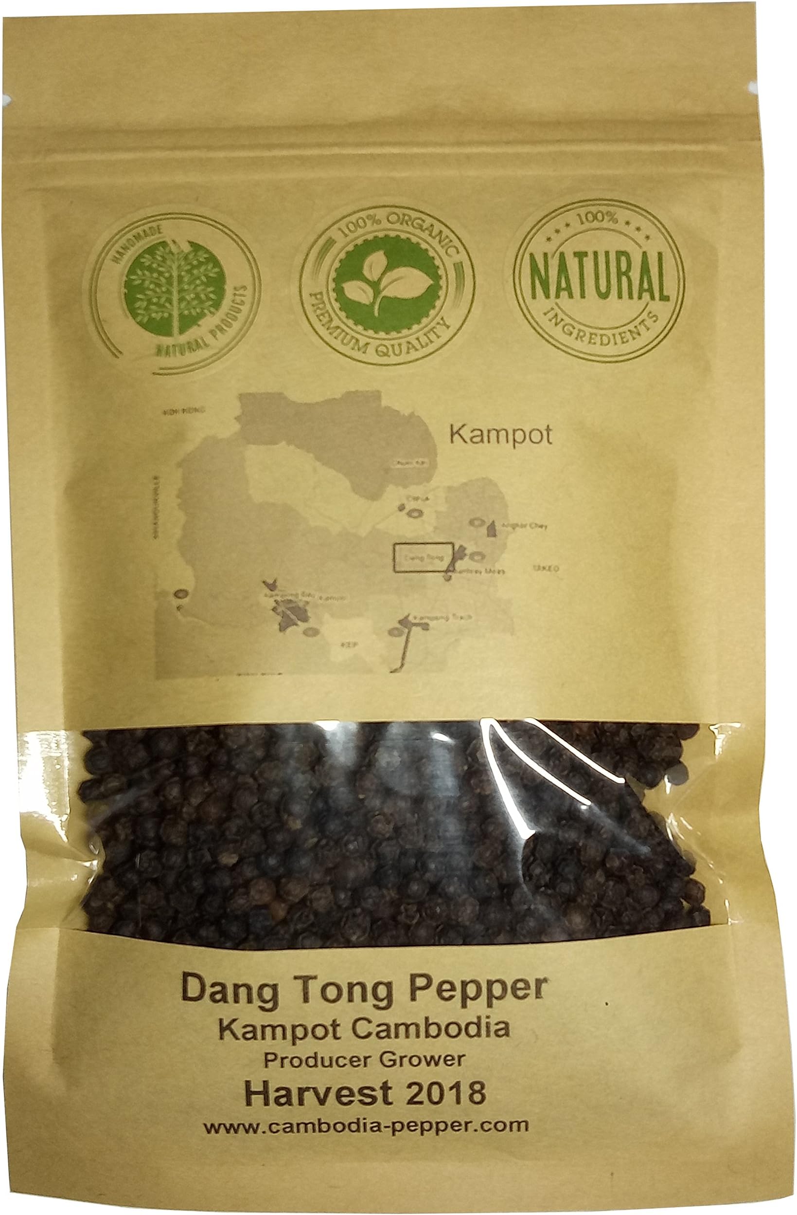 Harvest 2017 - District of KAMPOT - New DANG TONG Black Pepper Gourmet Pepper whole Peppercorns 200g / 7 onces - producer Grower harvest February 2017 - Cambodia