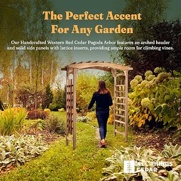 All Things Cedar 6-Ft Pagoda Arbor Garden Arch Trellis, Red Cedar