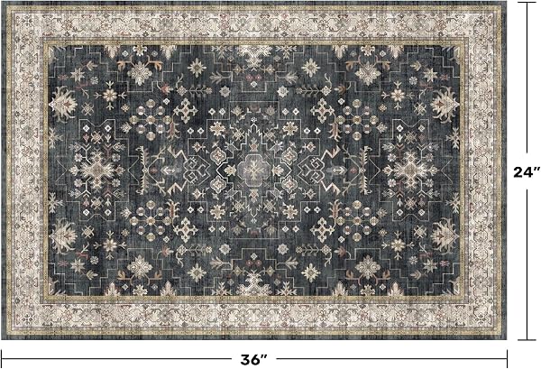 The Hazo Haus Black Washable 2x3 Entry Rug combines farmhouse charm with practical, easy-care features.