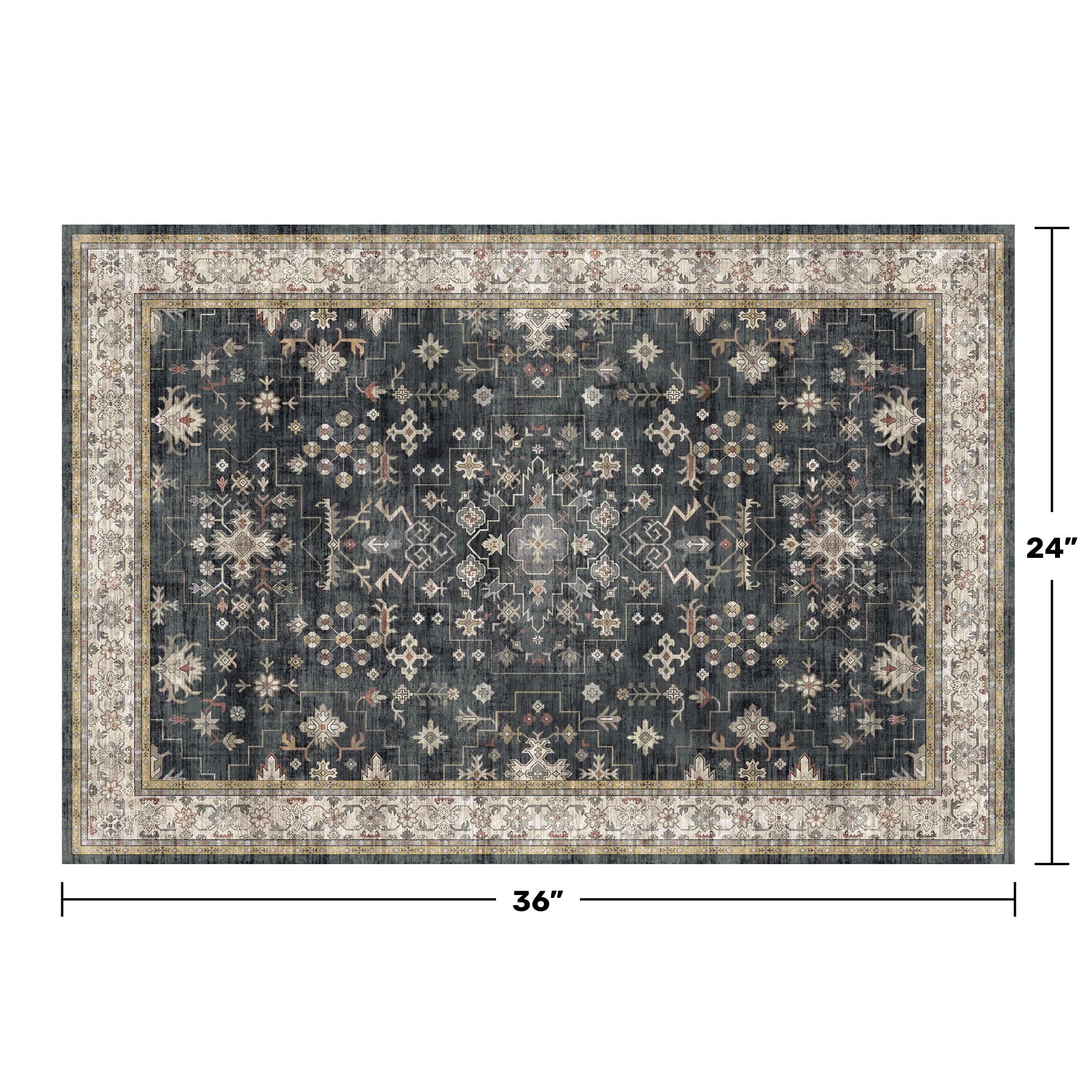 The Hazo Haus Black Washable 2x3 Entry Rug combines farmhouse charm with practical, easy-care features.