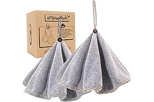 myHomeBody Hand Towels With Hanging Loop, Set of 2, Grey: Enhanced Hand...