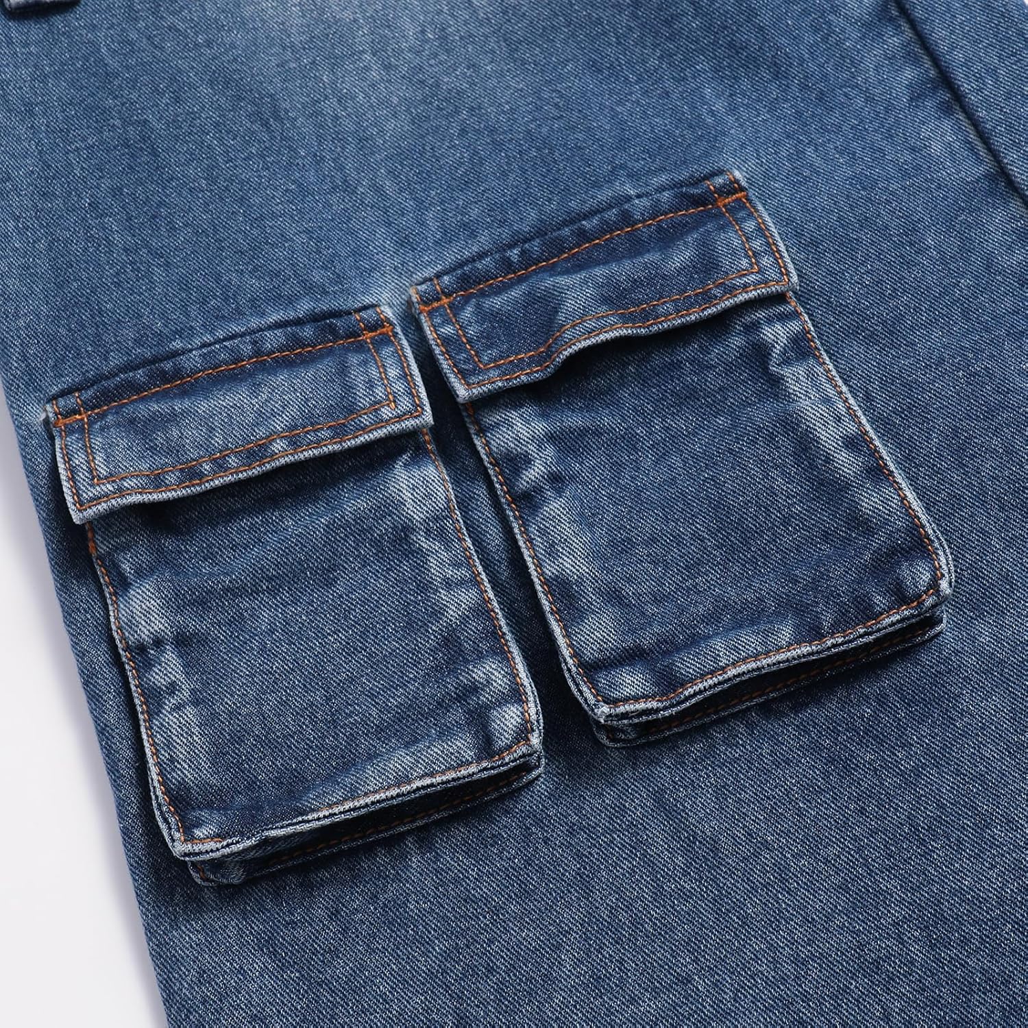 Women's Oversized High Waist Jeans Baggy Wide Leg Flap Pockets Streetwear Cargo Denim Pants