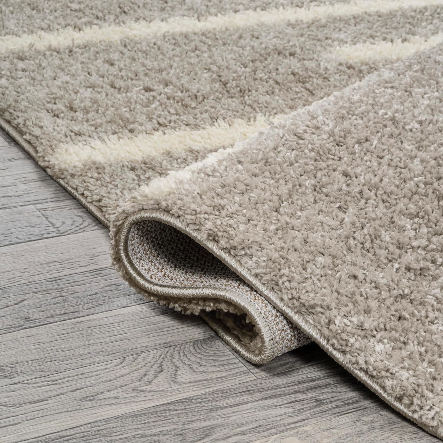 JONATHAN Y Alaro Berber Stripe Shag Gray/Ivory Indoor Area Rug, 3x5, Bohemian, Contemporary, Easy-Cleaning for Living Room, Bedroom, Kitchen, Pet Friendly, Non-Shedding (MOH402B-3)