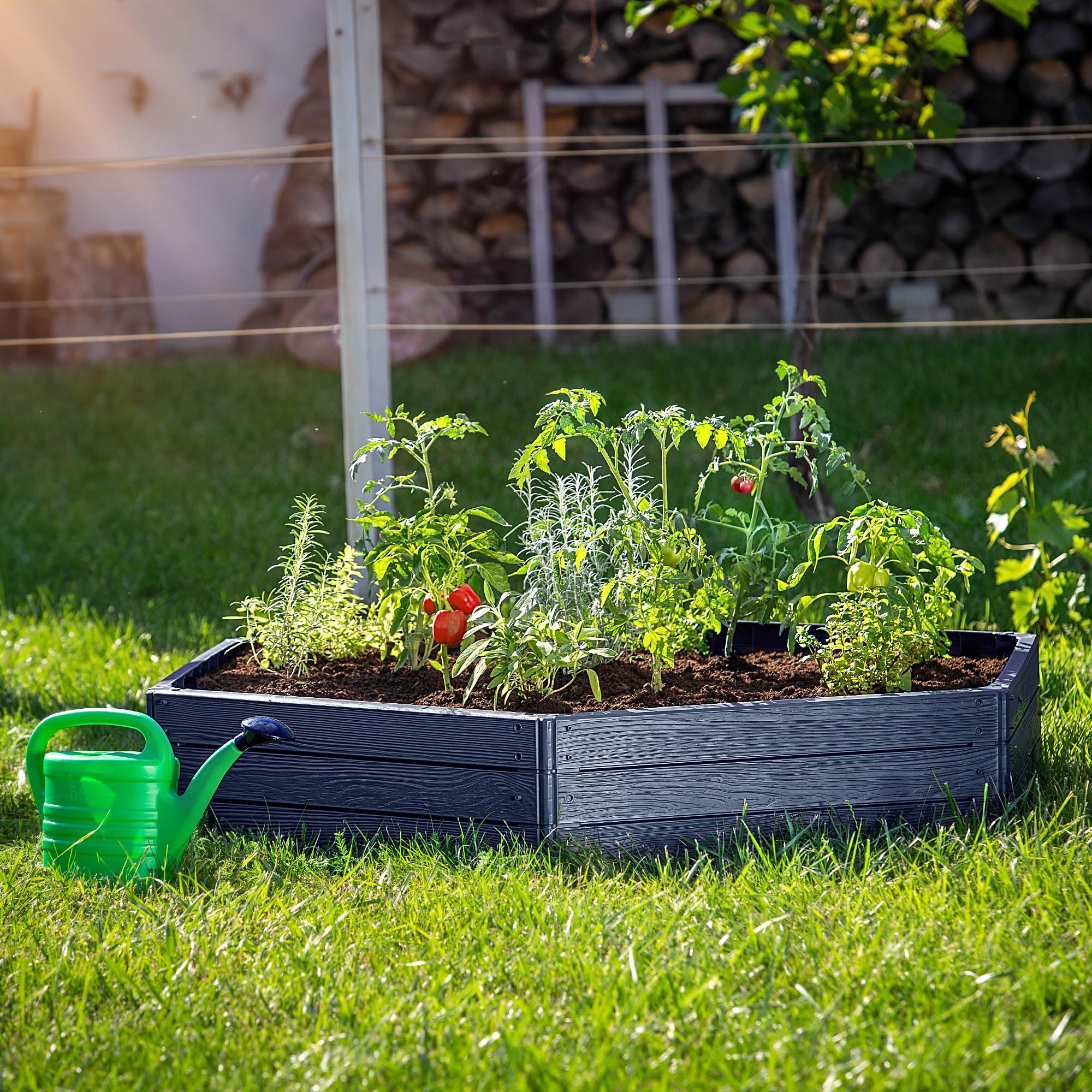KADAX Verhoogd Tuinbed voor Groenten, Bloemen en Kruiden - Plantenbed, Kruidenbed, Groentebed, Bloemperk van Kunststof