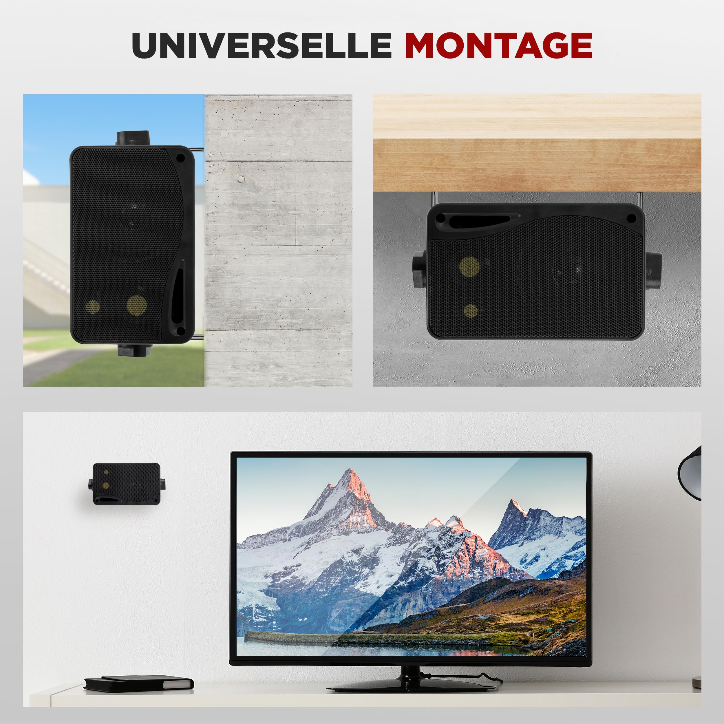 Pyle Mini Lautsprecher, 200 Watt Musikbox - Montierbar oder Tragbar, 3-Wege Sound Speaker, 2x Robuste Schwarz