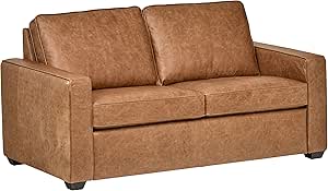 Amazon Brand – Rivet Andrews Contemporary Top-Grain Leather Sofa, 67" W, Cognac