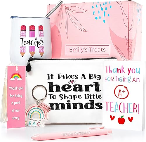 Emily's Treats Juego de regalo para profesores, el mejor regalo para profesores, regalos de agradecimiento para profesores, cesta de regalo para