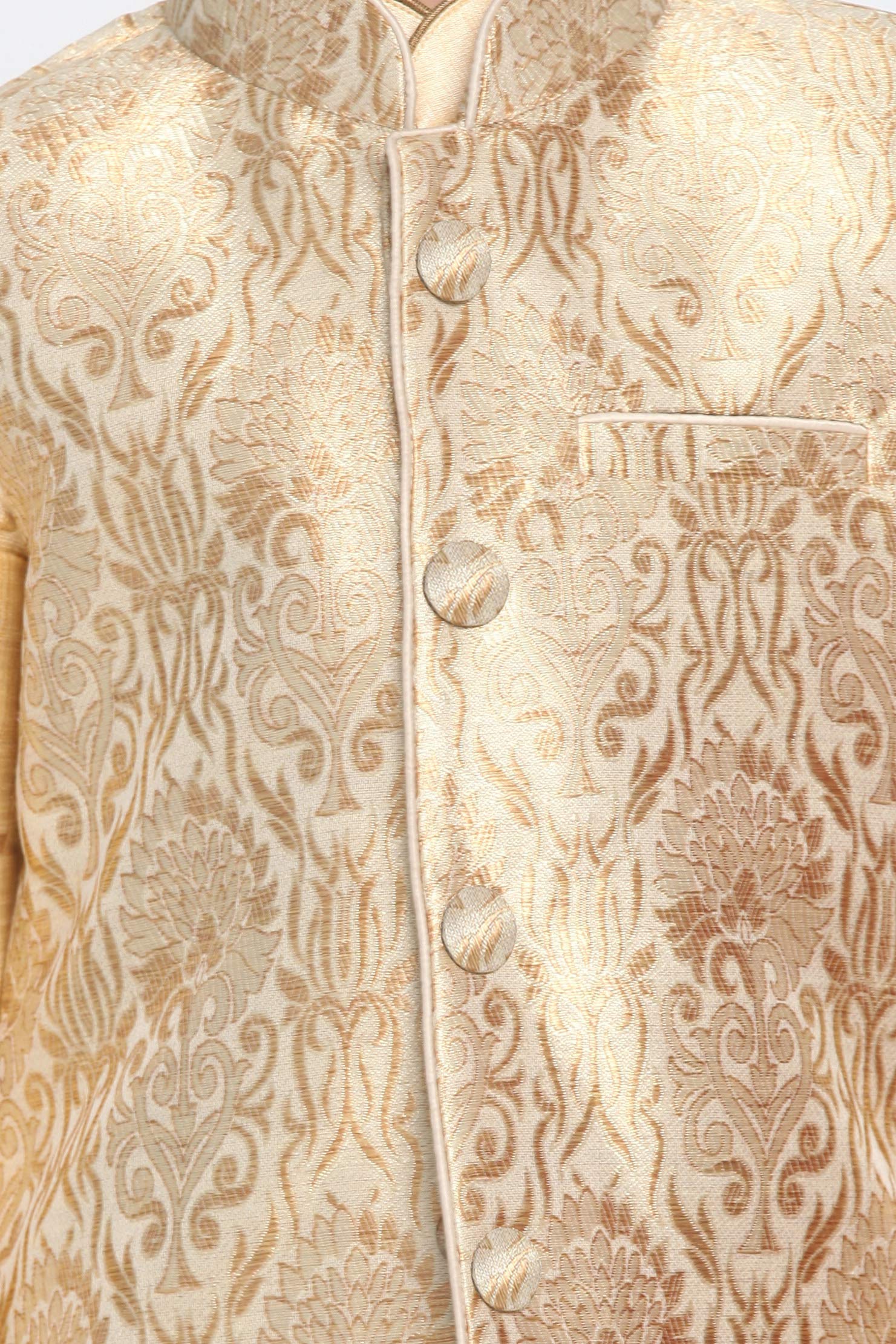 Jbn Creation Boys' Gold Silk Blend Kurta, Ethnic Jacket And Pyjama Set_Vasbj024Rgnbk023Gonprg_14