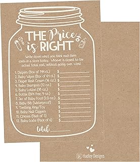 Hadley Designs Baby Shower Games for 25 Guests - Kraft The Price is Right Baby Shower Game, Babyshower Games Boy Girl Gender Neutral, Guess The Price Gender Reveal Game, Made in USA