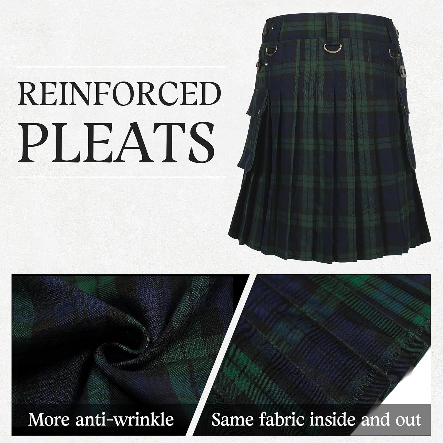 Kilt for Men,Utility Traditional Scottish Tartan Kilt for Men,Irish Viking Highland Casual Wedding Kilts