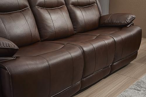 Miniatura 6 de Betsy Furniture Juego de sofá reclinable de cuero encuadernado 8006 (marrón, sofá+sofá biplaza + sillón reclinable)