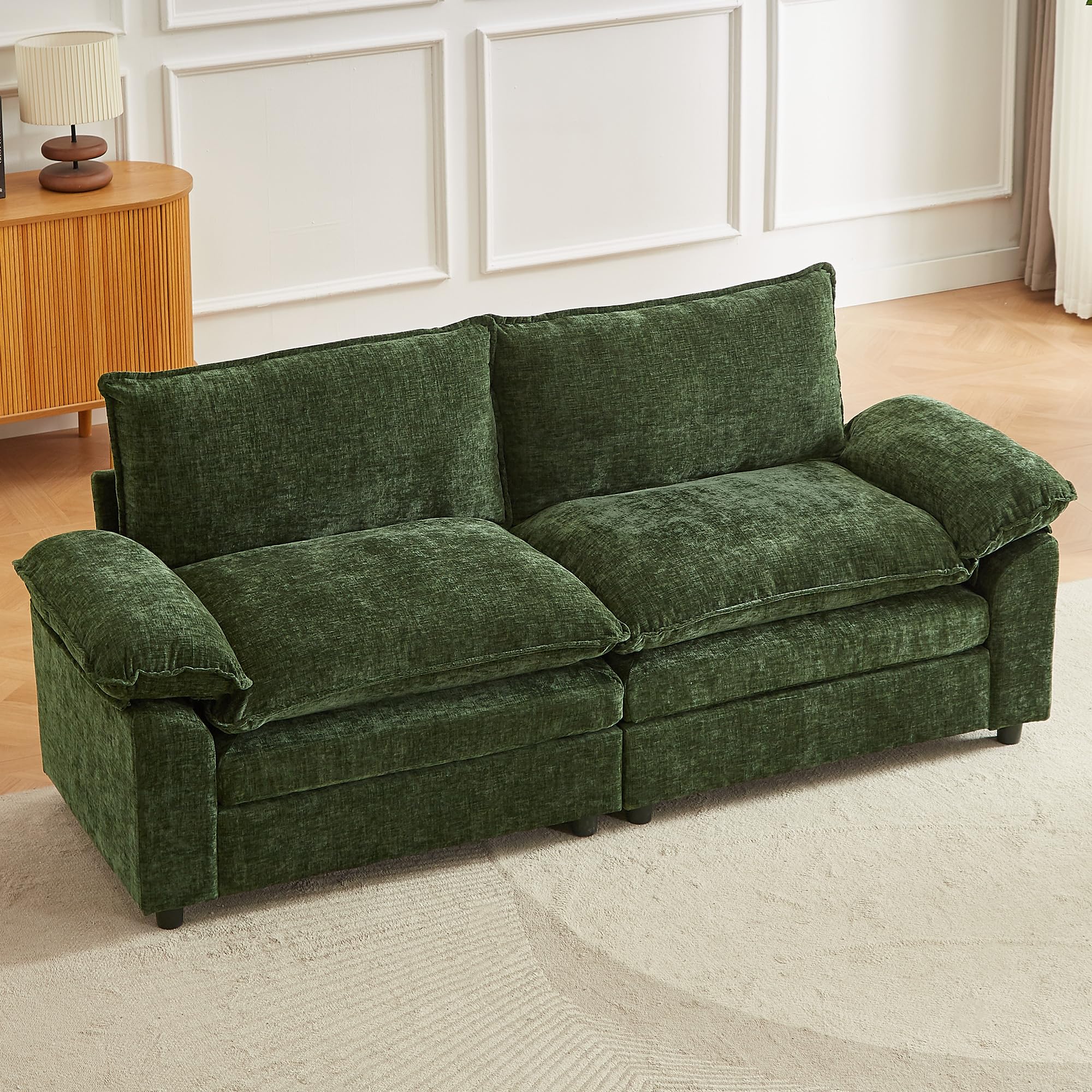 JIEXI Ecksofa Mit Schlaffunktion, Sofas Und Couchs, Modulares Ecksofa, Wohnlandschaft U Form, L Form Eckcouch, Für Couch Wohnzimmer Schlafzimmer Wohnung Büro, Chenille-Stoff 204 x 75 cm