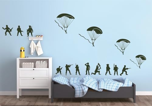 Vinilo Decorativo Soldados Paracaidistas Verde Militar miniatura 2