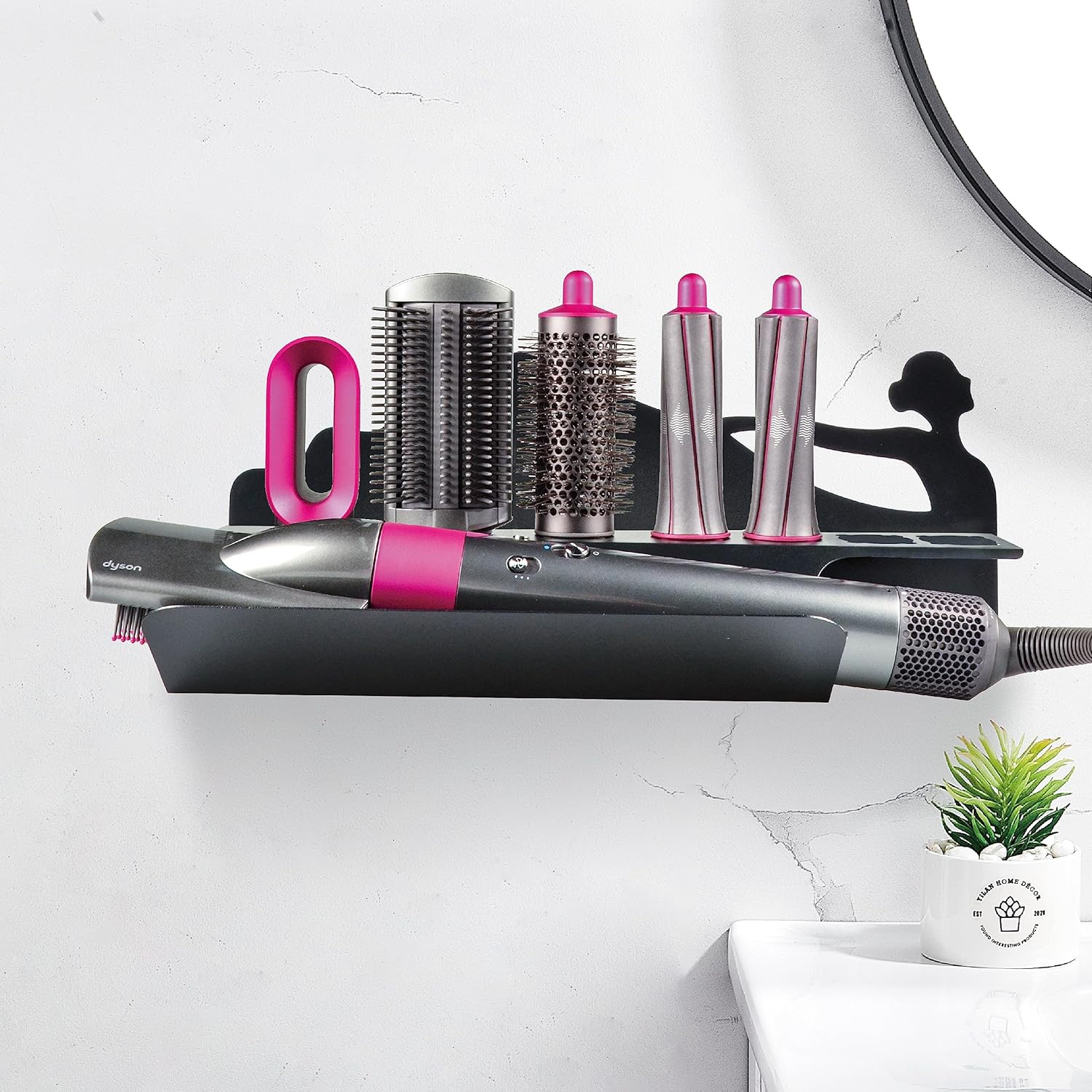 Wall Mounted Airwrap Holder for Dyson SS304 Hair Dryer Organizer with Sticker