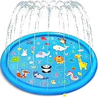 Yeeeasy Non-Slip Splash Pad for Toddlers 1-3: Thickened 69-Inch Sprinkler Pool with Learning Mat - Safe Outdoor Water Fun for Kids & Dogs (Blue)