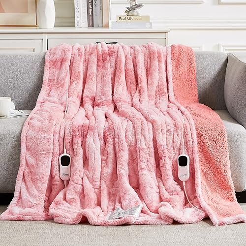 Vista 252 de Homemate Manta térmica eléctrica de 50 x 60 pulgadas, manta térmica de 1/2/4/6/8 horas de apagado automático, 10 niveles de calor, protección contra