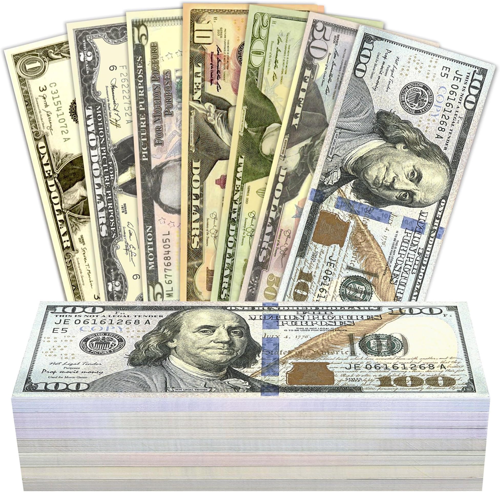 420 Pieces Movie Props Play Money for Board Games, Magic,Videos, 7 Denominations: $100, $50, $20, $10,$5,$2,$1