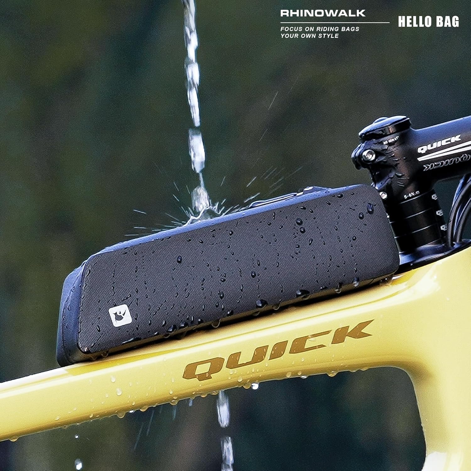 Bike Top Tube Bag Waterproof Small Top Tube Bag with Zipper Fully Waterproof and Stable Bicycle Frame Bag Professional Cycling Accessories for Mountain Road Bike Black