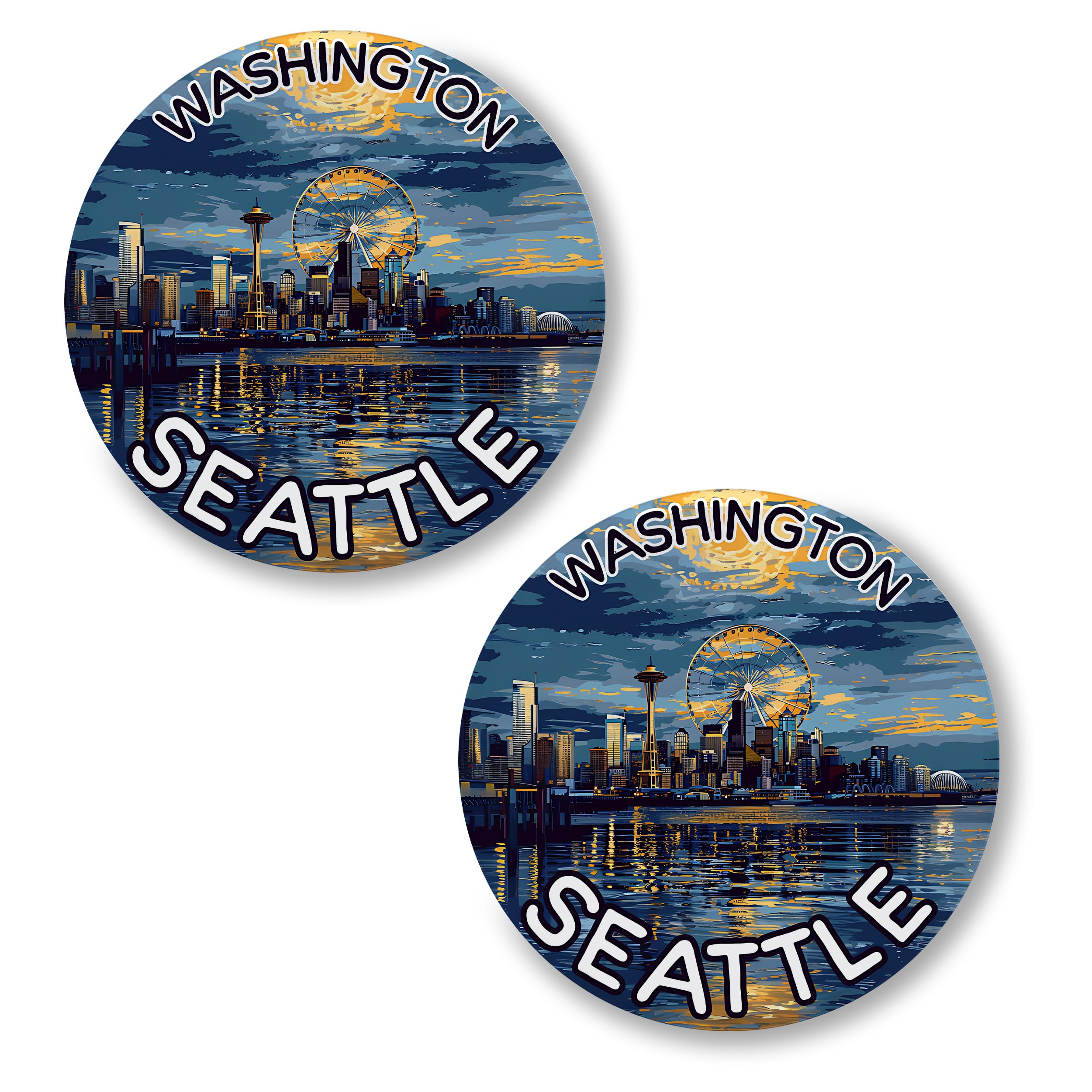 Seattle Washington Pin Button 2.25 inch 2-Pack PNW Emerald City – Pinback Button for Jeans Pants Shirt Backpack – Pins for Clothes Hat Cap ID45000