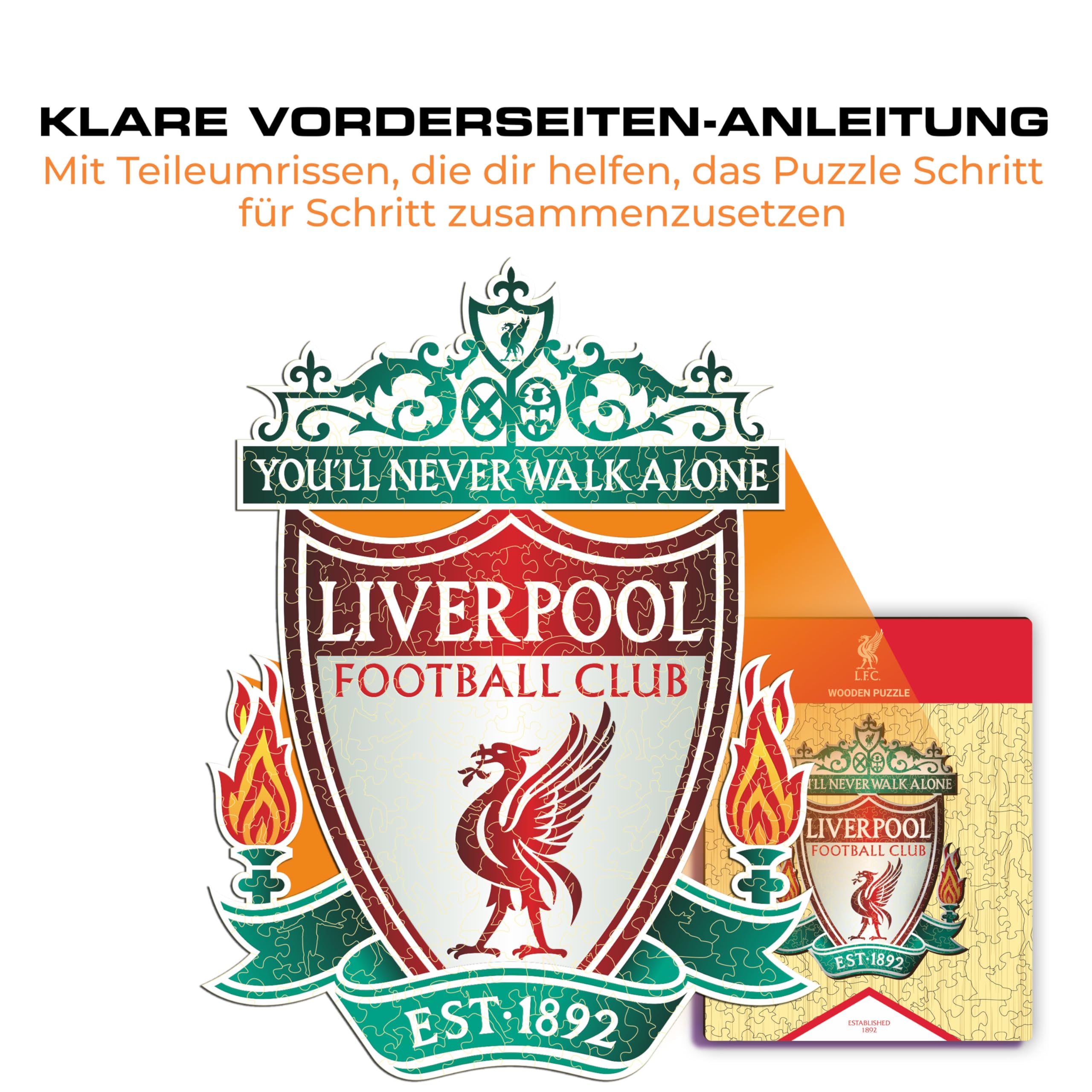 Iconic Puzzles, Liverpool Crest, 100% ökologisch nachhaltiges Holzpuzzle mit offizieller Lizenz, Größe L, 500 Teile