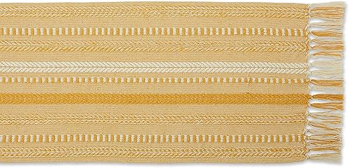 Vista 2 de DII Farmhouse Braided Stripe Table Runner Collection, 15x72 (15x77, Fringe Included), Honey Gold Miel Gold