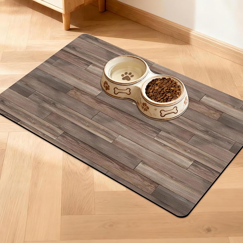 Tapete para alimentação de cães e gatos em borracha impermeável antiderrapante DDPODNQAK marrom 60,96 x 40,64 cm