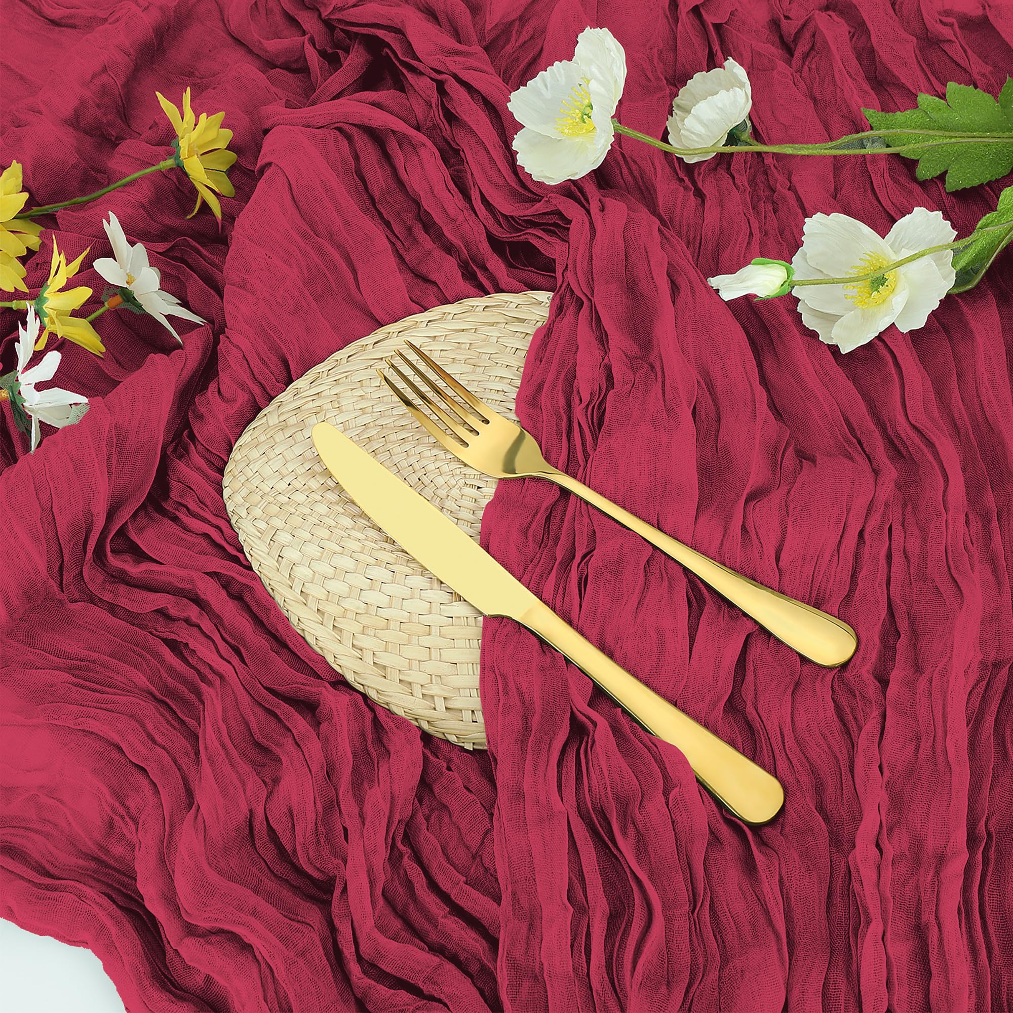 Paquete de 14 caminos de mesa de gasa bohemia de 35 x 120 pulgadas de largo, decoración rústica de boda, camino de mesa de tela de queso, camino para mesa, caminos de mesa a granel, fiesta de