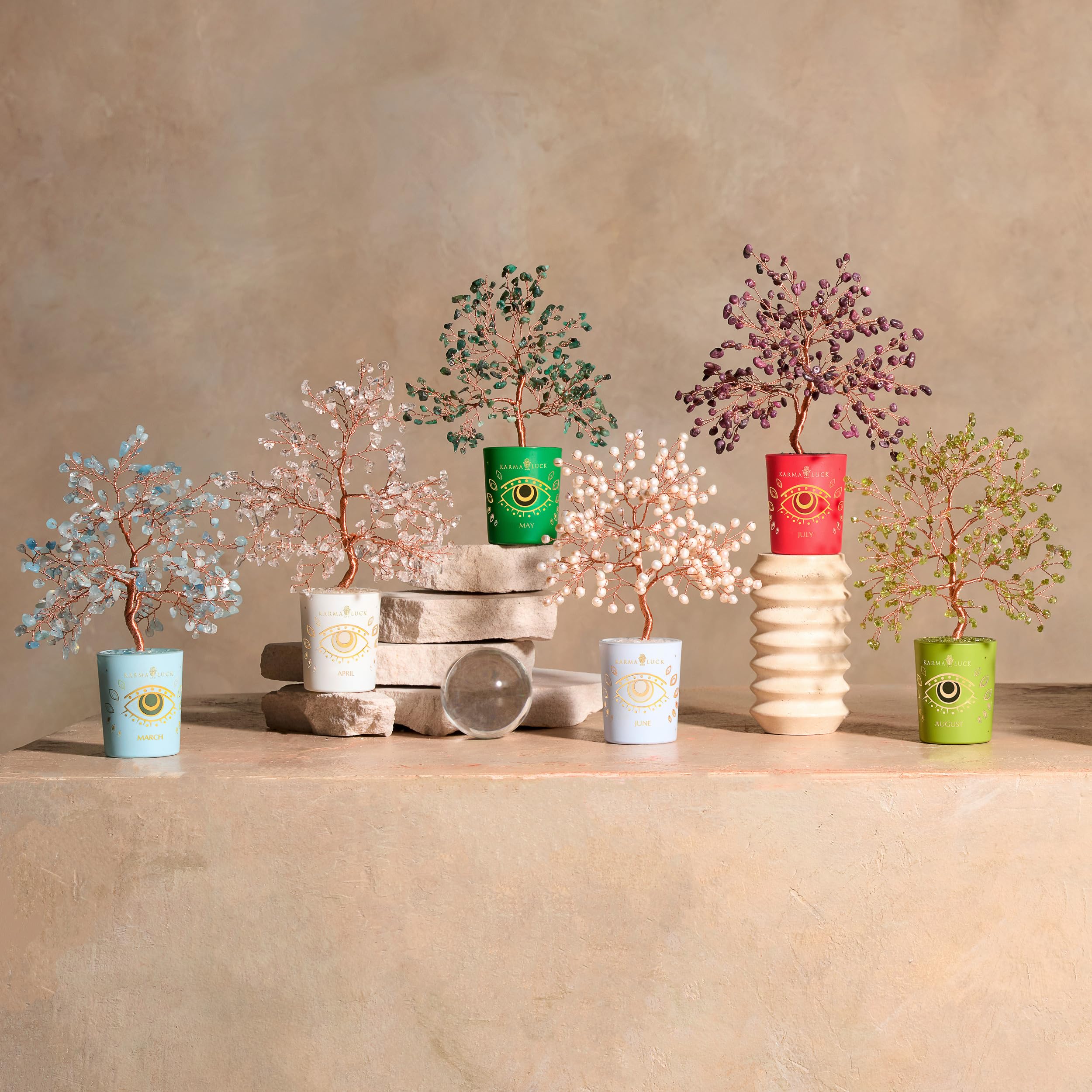 KARMA AND LUCK Ethereal Energy Pearl June Birthday Tree – Feng Shui Tree of Life for Intuition & Protection – Healing Crystal Birthday Gift