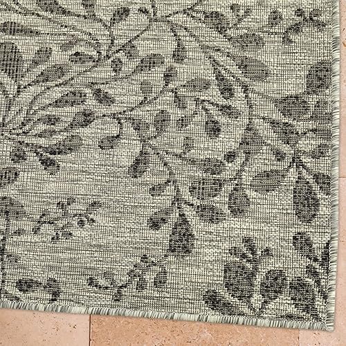 Miniatura 5 de Antep Rugs Patio 6x9 - Alfombra floral para exterioresinteriores (gris, 6 pies 7 pulgadas x 9 pies)