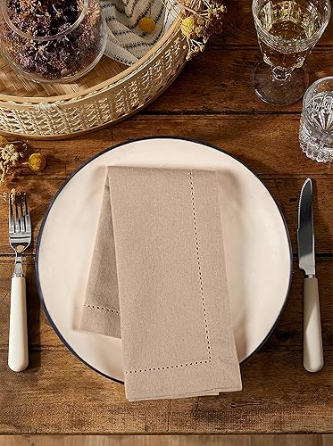 Miniatura 10 de Palisa Juego de 12 servilletas de tela con detalles de dobladillo y esquinas ingletadas, 18 x 18 pulgadas, color rosa, servilletas reutilizables de