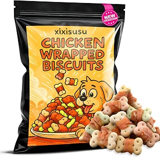 xixisusu Chicken Wrapped Dog Biscuits 16oz | Chicken Outer Shell with Crunchy Center | Training Treats for Small, Medium & Large Breed Dogs | Natural Dog Long Lasting Chew (16 Oz)