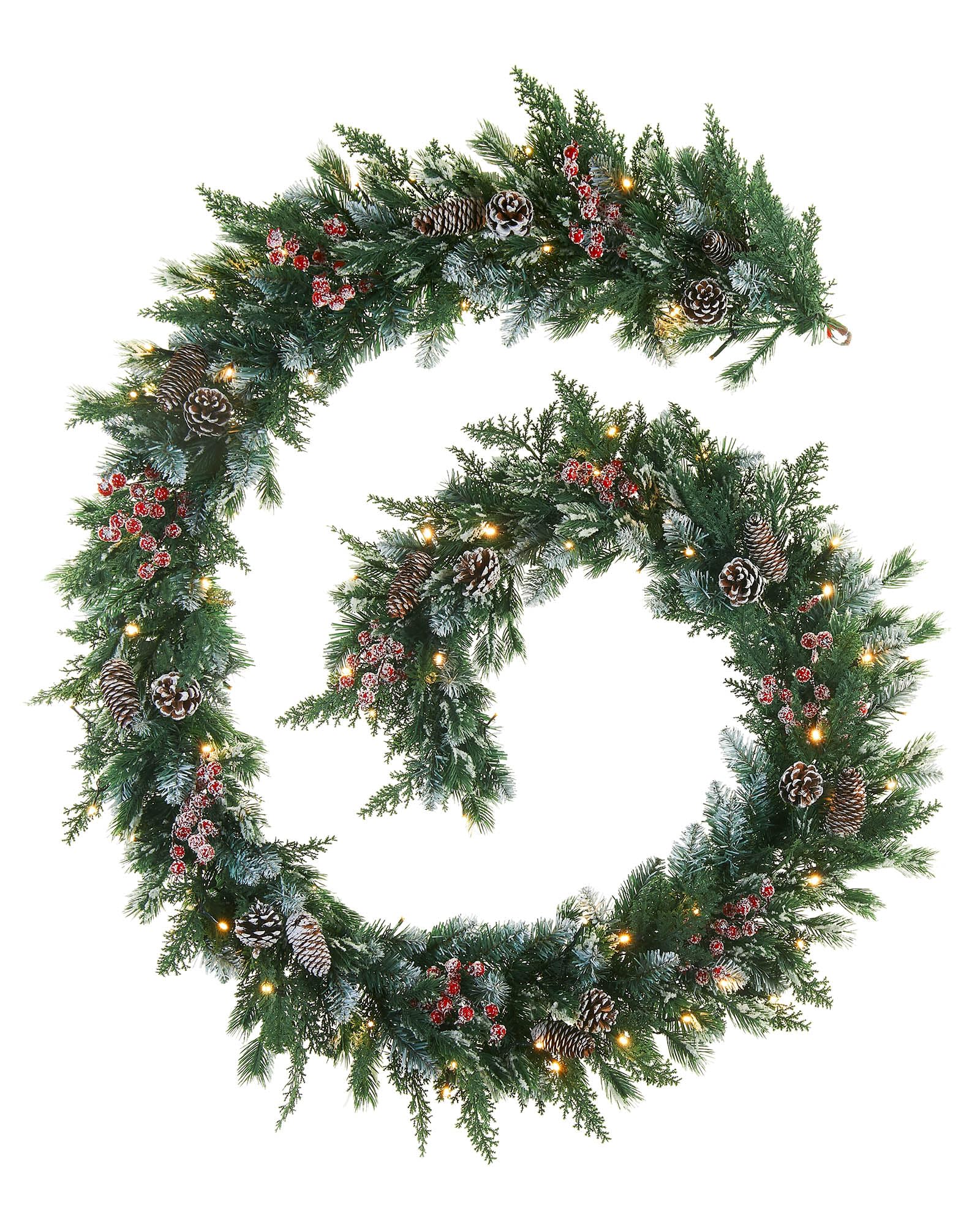 Pre-Lit Snow Flocked Mixed Tip Garland