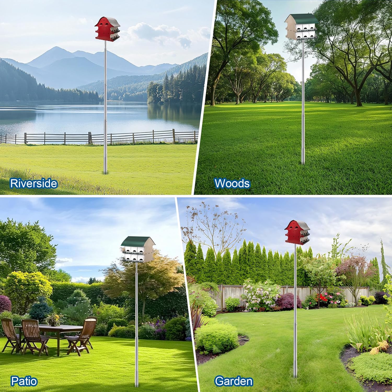15FT Telescoping Triangular Purple Martin House Pole, Only Compatible with S&K Purple Martin Houses (12 & 16 Rooms), House Not Included, Not for Wooden Birdhouses, Aluminum Alloy, Wind-Resistant