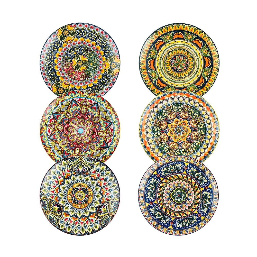 Henten Home Bohemia Ceramic Dessert Plates, 8.5 Inch