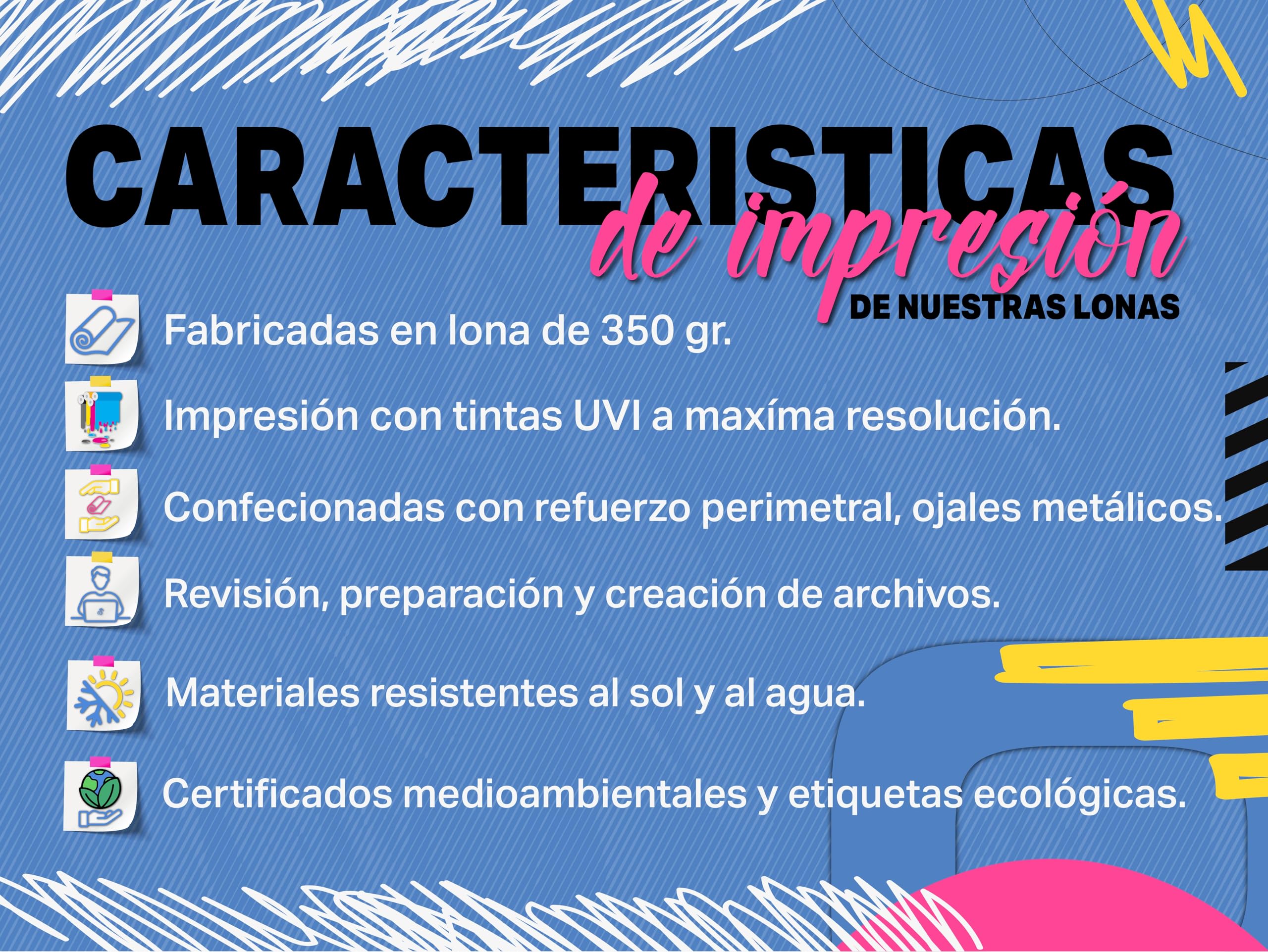 Oedim Lona Publicitaria Personalizada, Pancarta Ideal para Publicidad, 100x100cm, Fabricada en Lona Microperforada 350gr, Incluye Ojales, Resistente al Agua y Al Sol