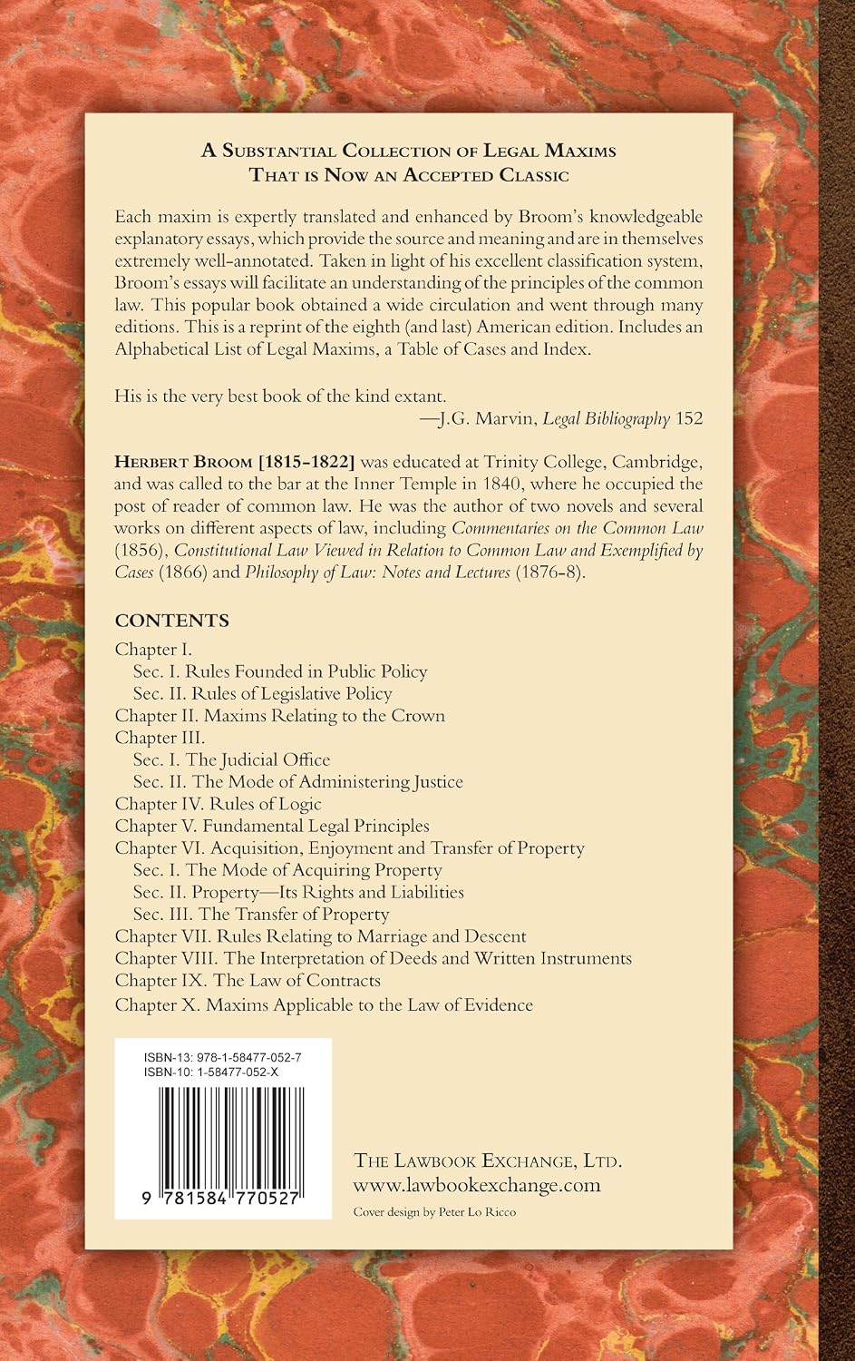 A Selection of Legal Maxims, Classified and Illustrated. Eighth American, from the Fifth London Edition, with References to American Cases.