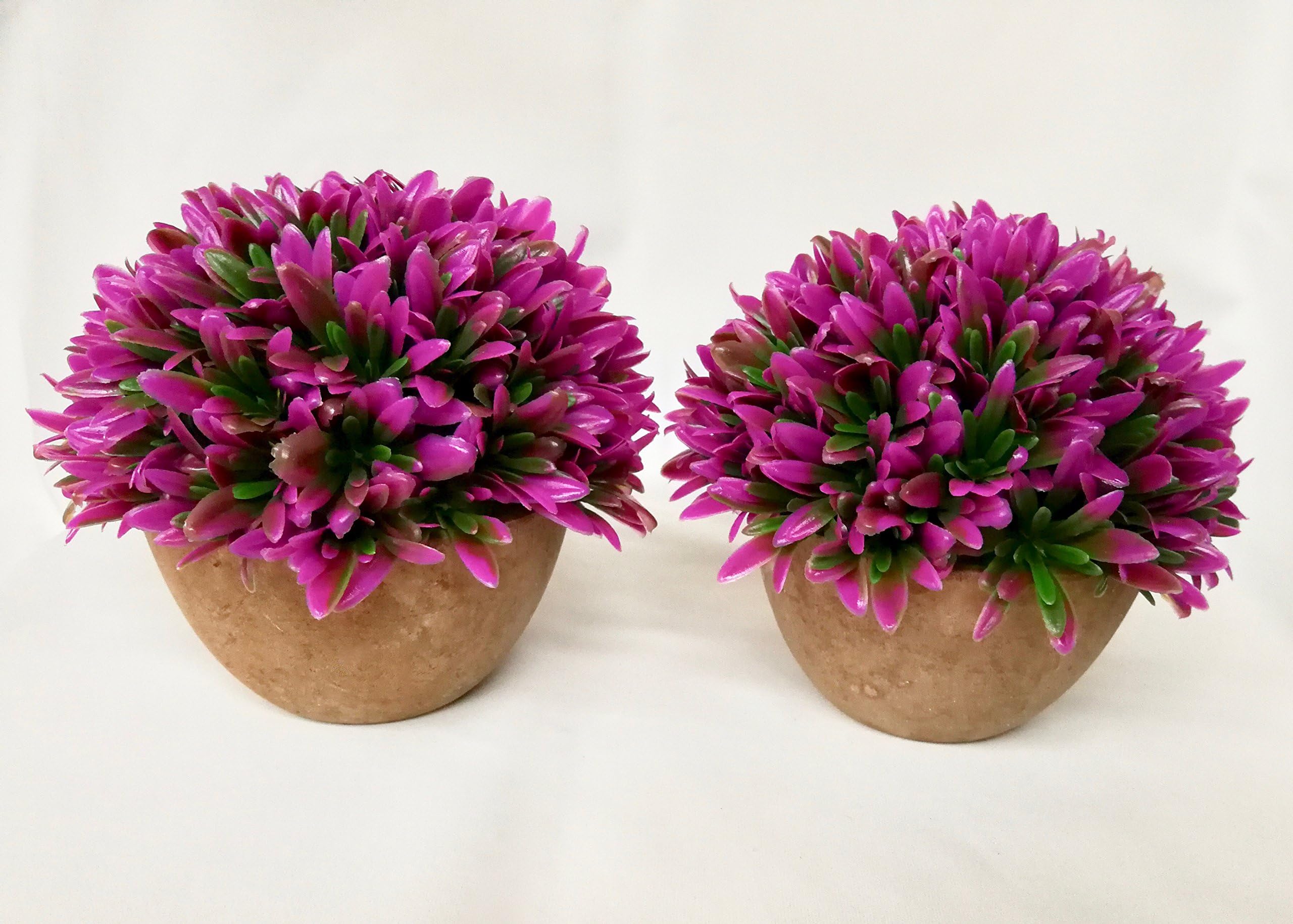 2-pack Artificial Potted Pink Bluegrass. 5'' Tall x 5'' Wide Mini Size. Minimalist. Long lasting. Decorative fake grass plant in pots for home office indoor bathroom kitchen table dรฉcor.