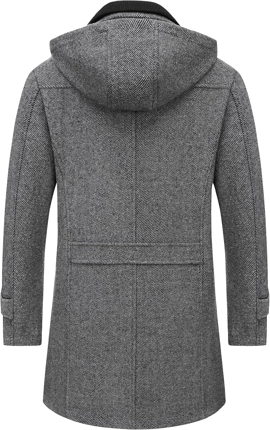 Chrisuno Men's Classic Long Pea Coat Warm Wool Blend Winter Trench Coat Single Breasted Overcoat with Detachable Collar - Image 4