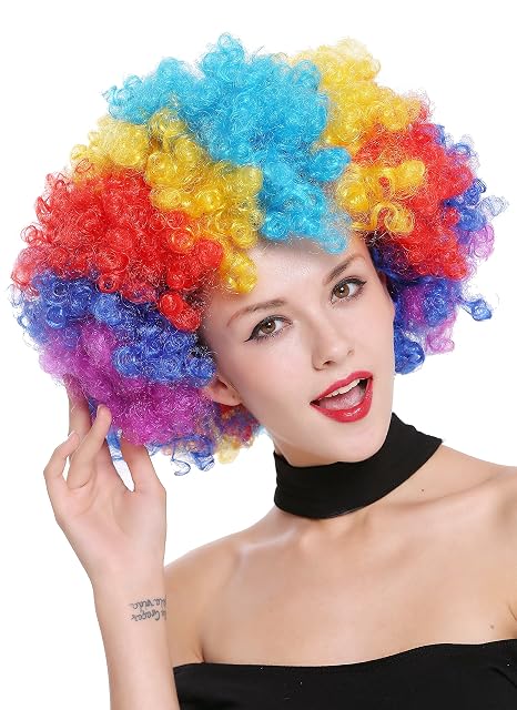 Foto 2 de 4 de WIG ME UP- PW0011 Peluca Afro Gigantesca XXL Carnaval Halloween, Colores del Arco Iris, años 70 Hippie, Disco