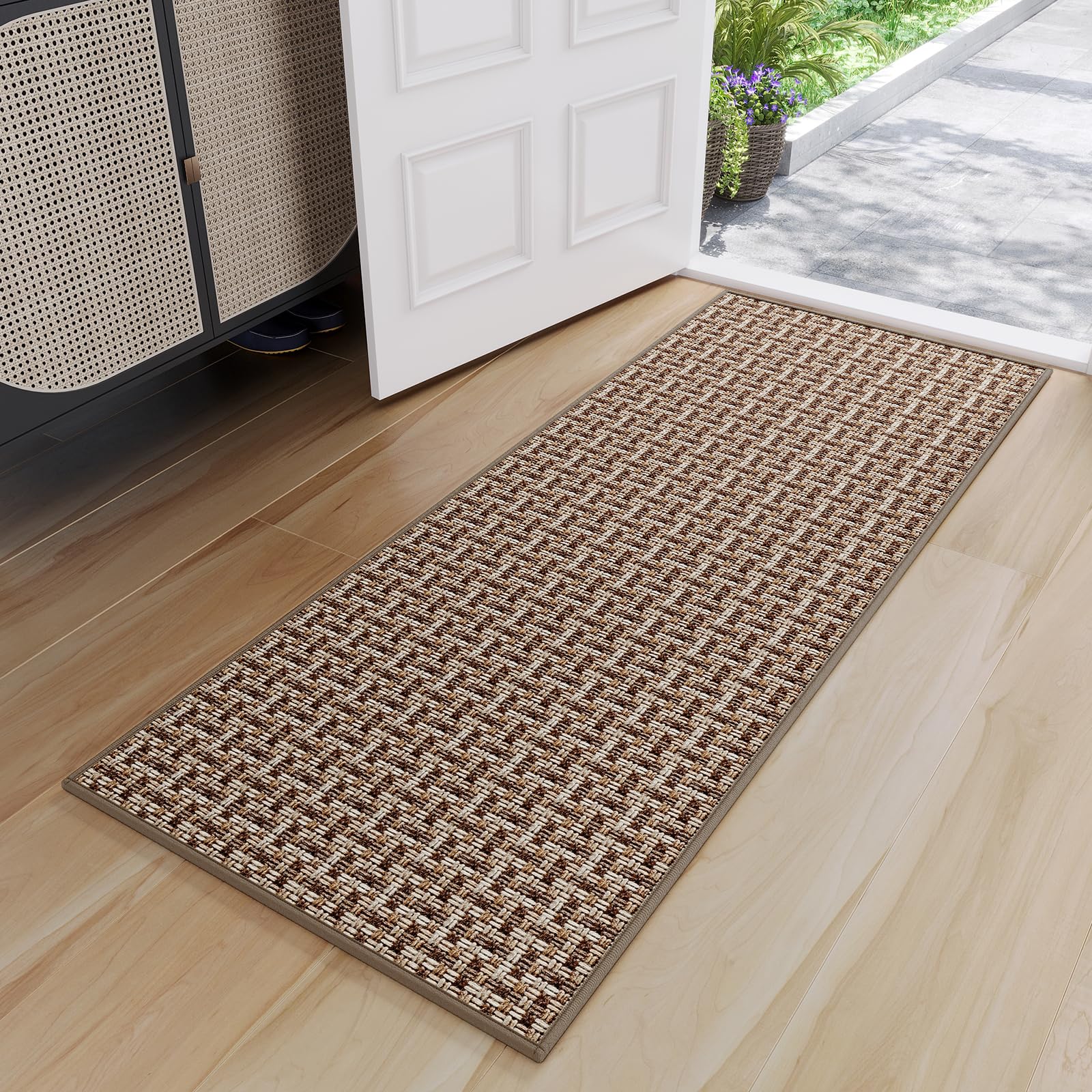 Quqei Door Mat 60x180 cm, Dirt Resistant and Absorbent, Non-Slip Rubber Backing Floor Mats, Easy Clean Low-Profile Doormat for Entryway, Front Door, Inside Entrance, Brown — image 1