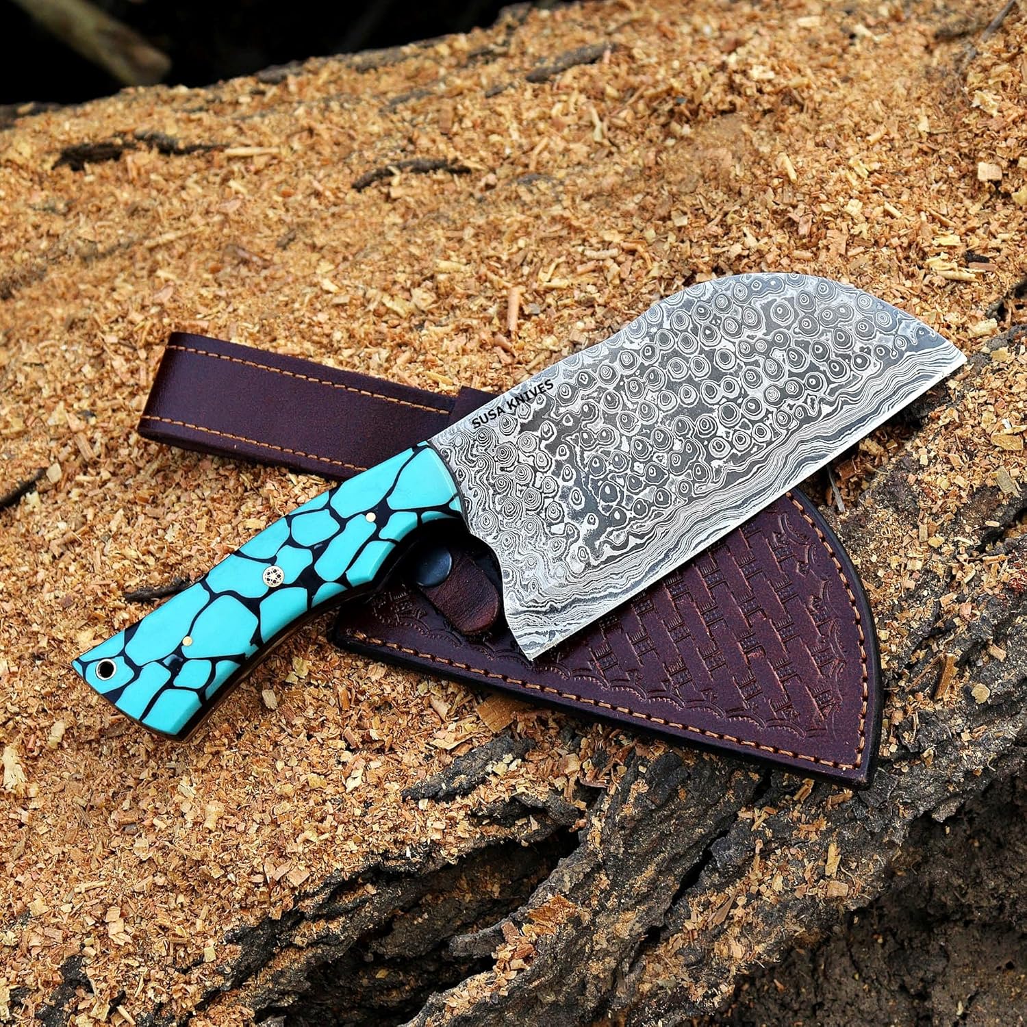 Cleaver Knife, Ultra Sharp Meat Cleaver 7 Inch, High Carbon Stainless Steel Butcher Knife with Wooden Handle, Cleaver for Meat Cutting Vegetable Slicing, 11, Brown