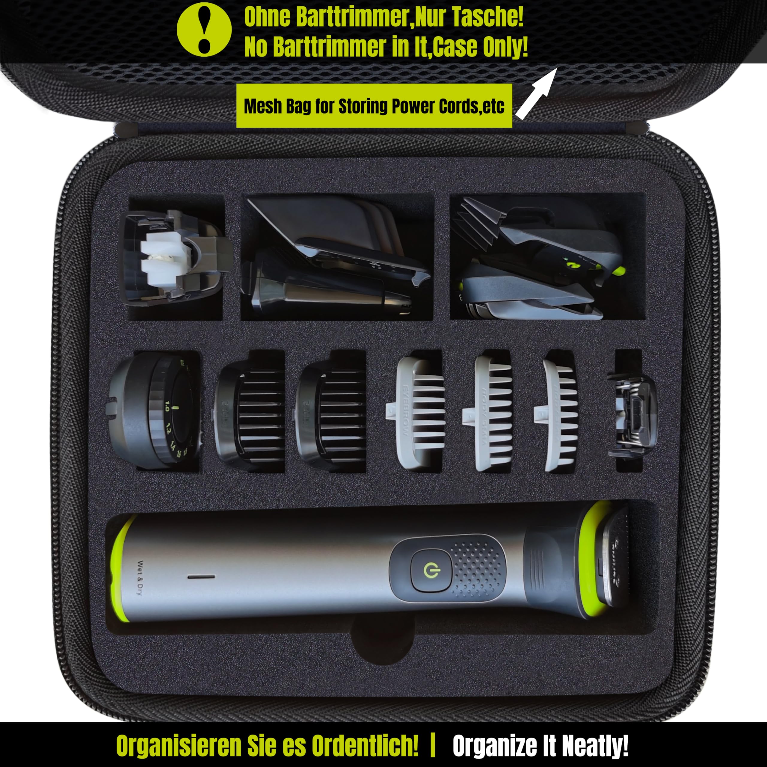 Custodia compatibile con Philips Rifinitore All-in-one Multigroom Serie 7000,Modello MG7962/30 MG7930/15 MG7950/15,per Barba,Capelli e Corpo,Custodia da Viaggio Rigida Impermeabile(Solo Custodia)