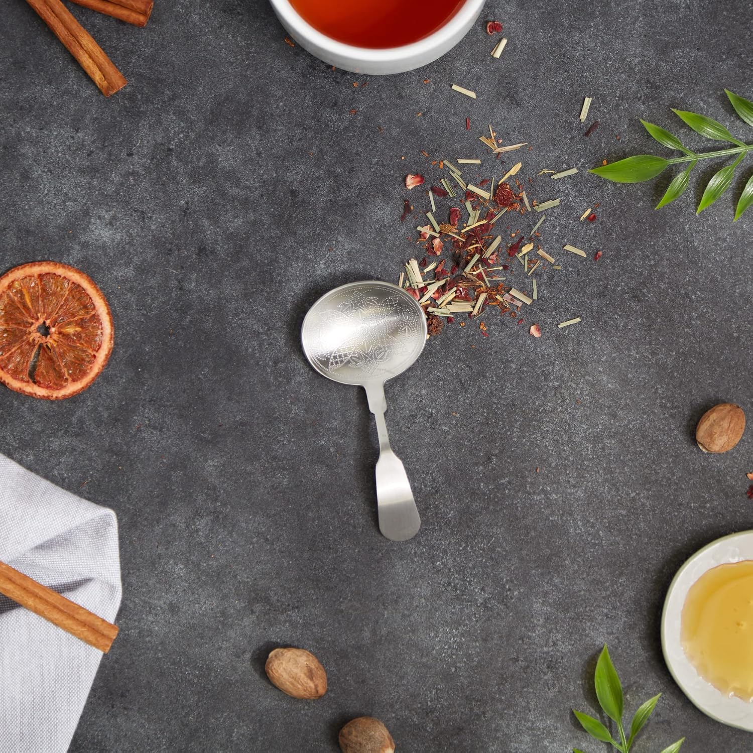 RSVP International Endurance Kitchen Collection Measuring Tools, Dishwasher Safe, Mini Oval Tea Scoop, Stainless Steel