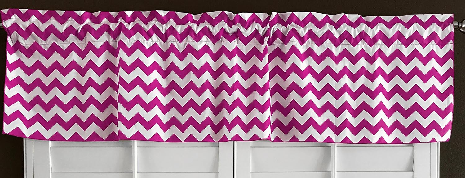 lovemyfabric Cotton Blend Crazy about Chevron Kitchen Curtain Valance Window Treatment (Fuchsia)