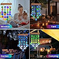 Vista 6 de Toodour Campanas de viento solares para exteriores, regalos de cumpleaños para mujeres, mamá, abuela, impermeables, 2 modos, conchas, luces solares