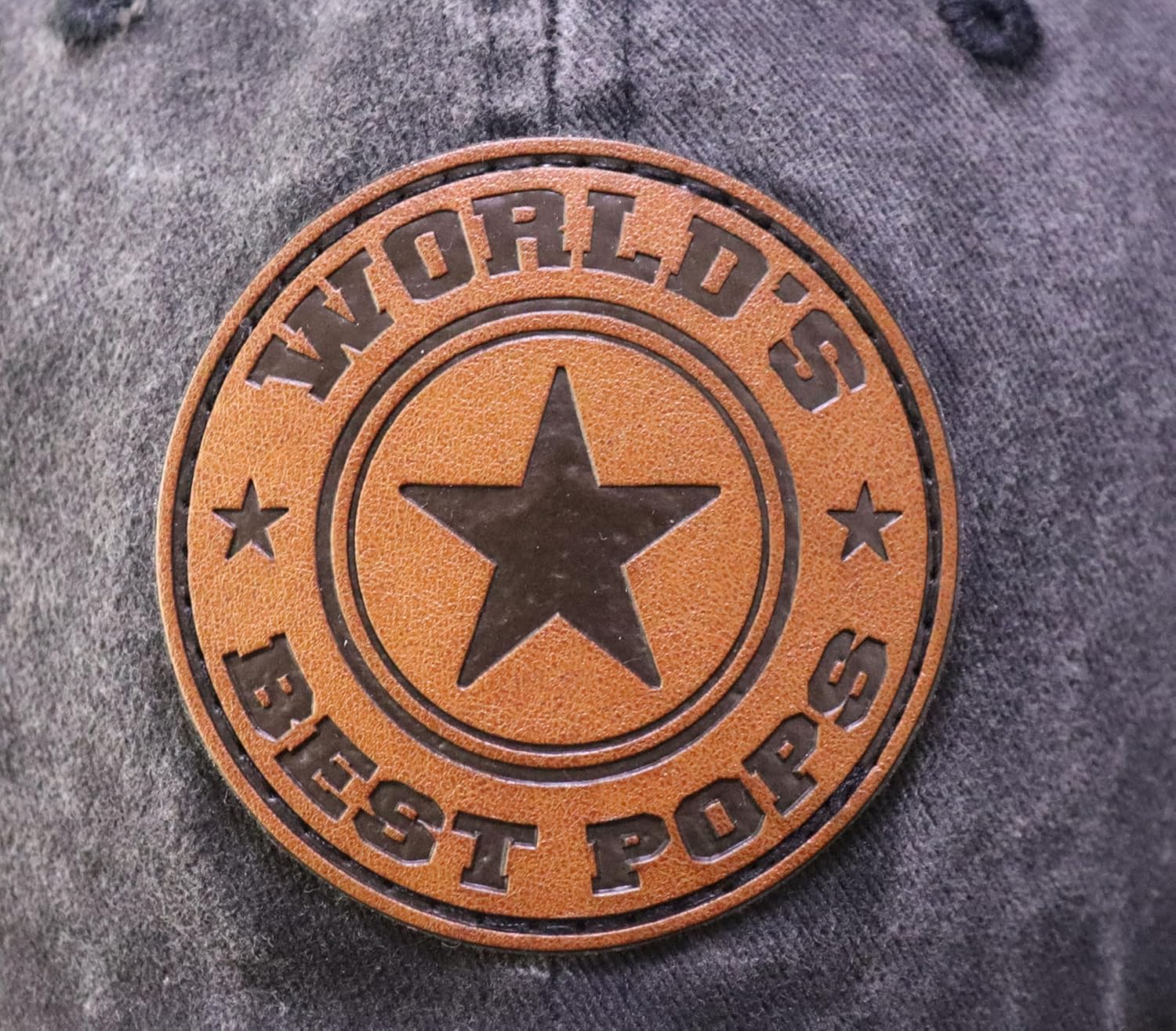 World's Best Papa Grandpa Hat with Leather Patch, Adjustable Embroidered Cotton Fathers Day Dad Baseball Cap - Image 2