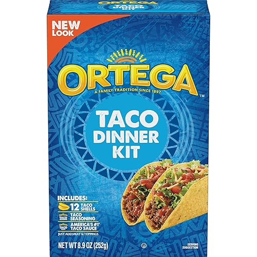 Ortega Kit de cena de tacos de maíz amarillo, 12 unidades