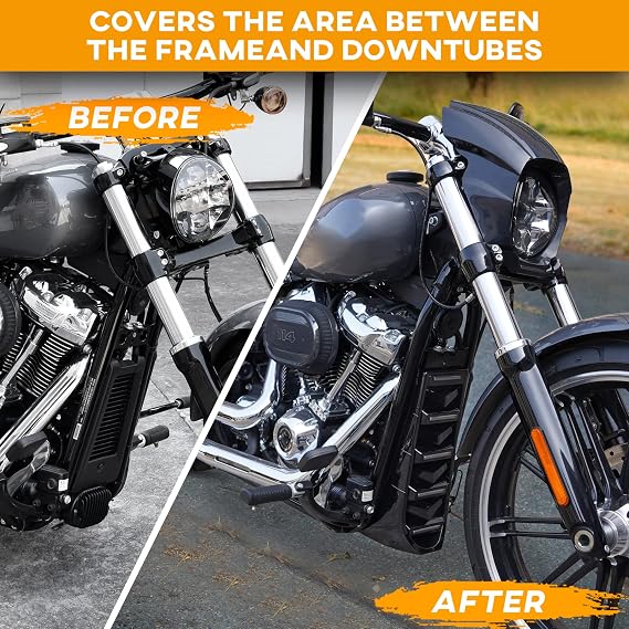 Motorcycle Front Chin Fairing Spoiler Assembly for Harley Davidson Softail Breakout, Front Lower Radiator Cover for Harley Davidson Softail Breakout Street Bob Fat Bob 2018-2024 Accessories