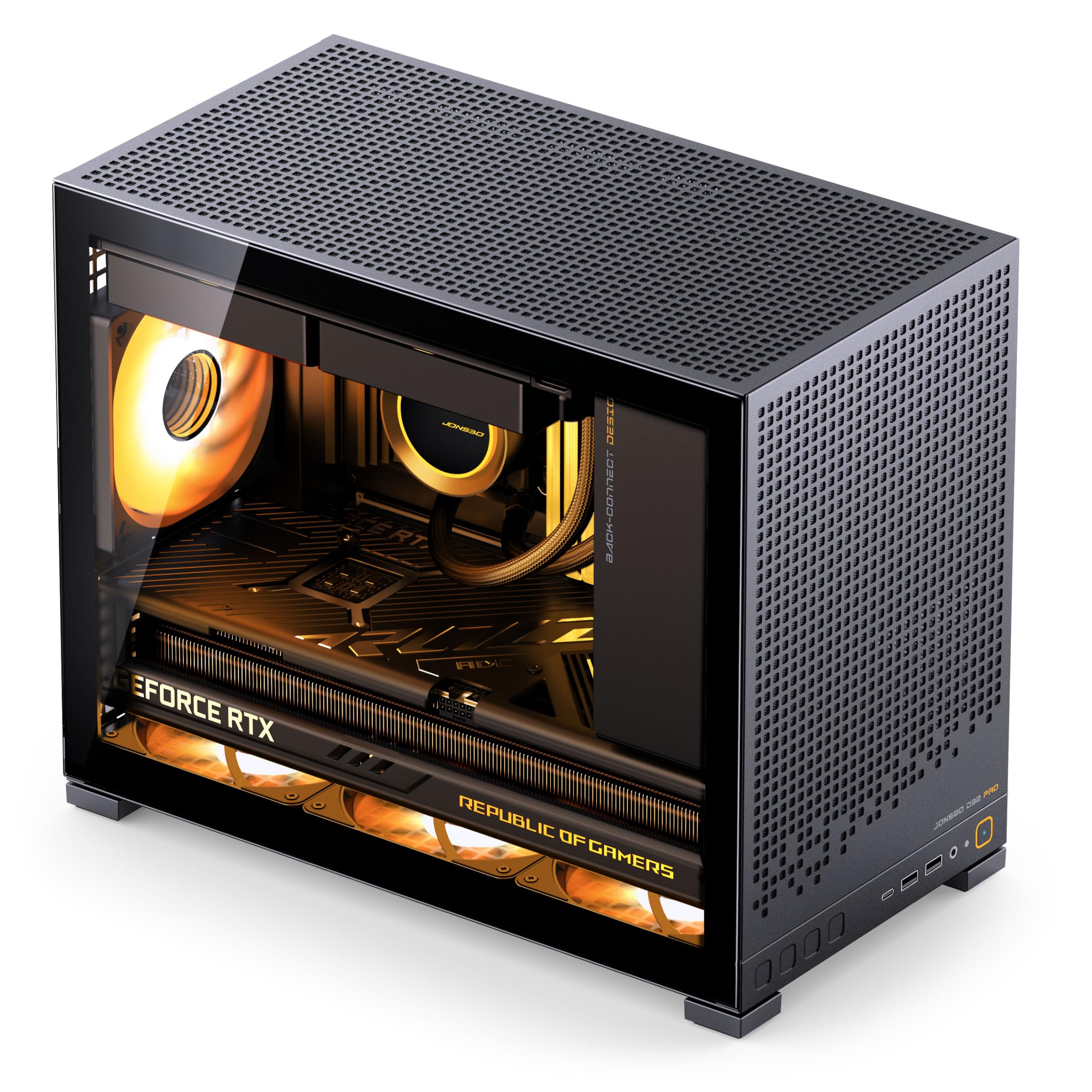 Jonsbo D32 PRO Case PC Nero – Case mATX compatto con supporto Back-Connect, vetro temperato, filtri antipolvere e raffreddamento high-end